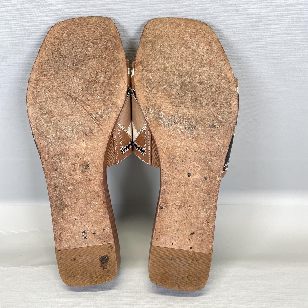Bernardo Shoes Womens Size 10 M Brown Patchwork Leather Slide Sandals Square Toe - Picture 10 of 11